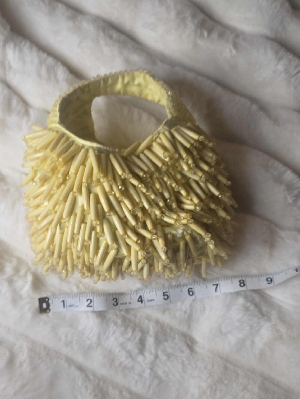 Viral TJ Maxx Beaded Yellow Mini Handbag with Fringe Handle - Picture 5 of 5